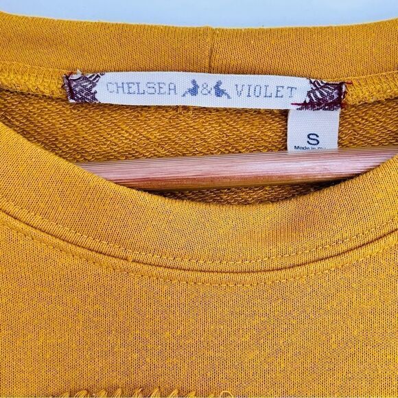 Chelsea and Violet mustard Yellow embroidered sweatshirt tunic top size small - Picture 4 of 6